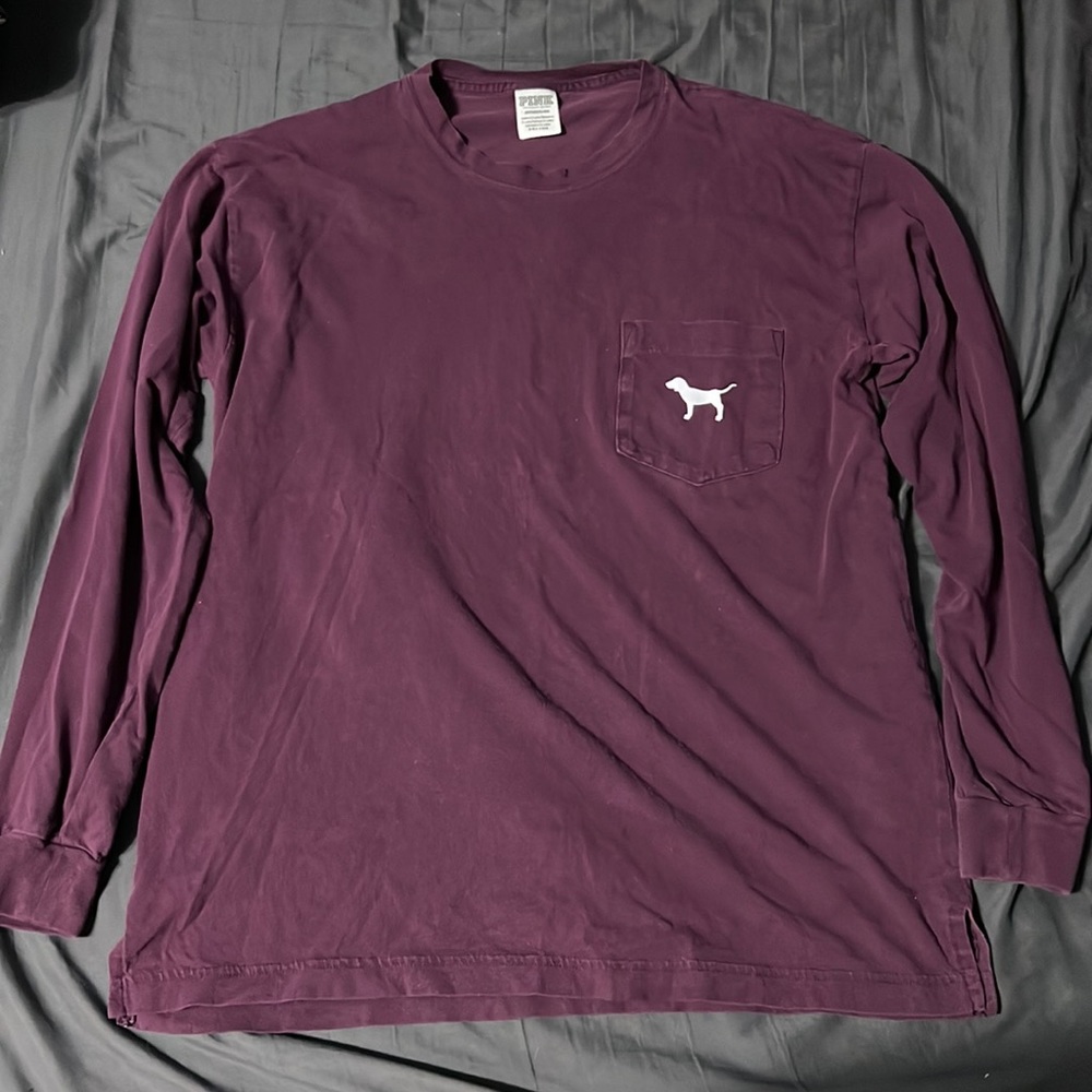 PINK Dark Purplish Red Long Sleeved T-shirt. Size Small.